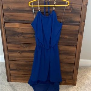 Blue dress with chain neck line